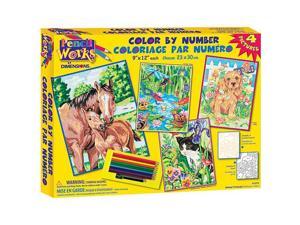 Pencil By Number Kit 9"X12" - Set of 4: Animal Friends Pencil By Number Kit 9"X12" - Set of 4: Animal Friends