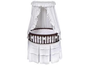 Badger Basket Cherry Elite Oval Bassinet - White Eyelet Bedding Badger Basket Cherry Elite Oval Bassinet - White Eyelet Bedding