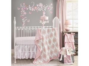 Lambs & Ivy Pink/Gray Happi Charlotte Floral 4 Piece Crib Bedding Set Lambs & Ivy Pink/Gray Happi Charlotte Floral 4 Piece Crib Bedding Set