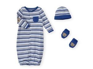 Koala Baby Boys 3 Piece Blue/Grey/White Long Sleeve Striped Gown with Teddy Be Koala Baby Boys 3 Piece Blue/Grey/White Long Sleeve Striped Gown with Teddy Be