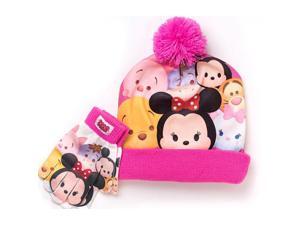 Tsum Tsum Girls Group Shot Beanie Cuff Hat and Glove Cold Weather Set Tsum Tsum Girls Group Shot Beanie Cuff Hat and Glove Cold Weather Set