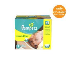 Pampers Swaddlers Size 1 Diapers Economy Plus Pack - 216 Count Pampers Swaddlers Size 1 Diapers Economy Plus Pack - 216 Count