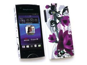 Kit Me Out USA Plastic Clip-on Case + Screen Protector with MicroFibre Cleaning Cloth for Sony Ericsson Xperia Ray (ST-18i) - Purple Bloom Kit Me Out USA Plastic Clip-on Case + Screen Protector with MicroFibre Cleaning Cloth for Sony Ericsson Xperia Ray (ST-18i) - Purple Bloom