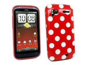 Kit Me Out USA IMD TPU Gel Case + Screen Protector with MicroFibre Cleaning Cloth for HTC Sensation / Sensation XE - Red, White Polka Dots Kit Me Out USA IMD TPU Gel Case + Screen Protector with MicroFibre Cleaning Cloth for HTC Sensation / Sensation XE - Red, White Polka Dots