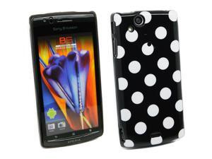 Kit Me Out USA IMD TPU Gel Case + Screen Protector with MicroFibre Cleaning Cloth for Sony Ericsson Xperia Arc / Arc S X12 - Black, White Polka Dots Kit Me Out USA IMD TPU Gel Case + Screen Protector with MicroFibre Cleaning Cloth for Sony Ericsson Xperia Arc / Arc S X12 - Black, White Polka Dots