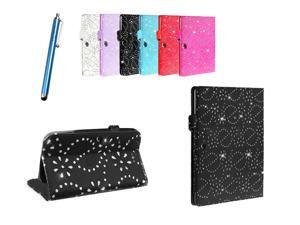 Kit Me Out USA PU Leather Book Case + Blue Resistive / Capacitive Stylus Pen for Samsung Galaxy Tab 3 Tablet ( 8 Inch 8.0 ) T3100 / T3110 - Black Sparking Glitter Diamond Diamante Gem Design Kit Me Out USA PU Leather Book Case + Blue Resistive / Capacitive Stylus Pen for Samsung Galaxy Tab 3 Tablet ( 8 Inch 8.0 ) T3100 / T3110 - Black Sparking Glitter Diamond Diamante Gem Design