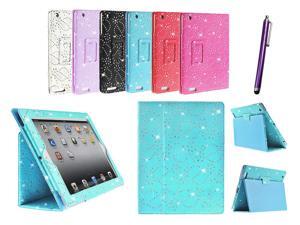 Kit Me Out USA PU Leather Book Case + Purple Resistive / Capacitive Stylus Pen for Apple iPad Air - Light Blue Sparking Glitter Diamond Diamante Gem Design Kit Me Out USA PU Leather Book Case + Purple Resistive / Capacitive Stylus Pen for Apple iPad Air - Light Blue Sparking Glitter Diamond Diamante Gem Design