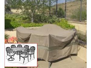 Patio Set Cover 104"Dia.x31"H Fits square, Oval or Round table set, Center hole for Umbrella. Patio Set Cover 104"Dia.x31"H Fits square, Oval or Round table set, Center hole for Umbrella.