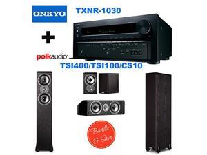 Onkyo TX-NR1030 9.2-Ch Dolby Atmos Ready Network A/V Receiver w/ HDMI 2.0 + 2 Polk Audio TSi400 Speaker - 2-way - Black + Polk Audio TSi100 Bookshelf Speakers (Pair, Black) + Polk Audio CS10 Center Ch Onkyo TX-NR1030 9.2-Ch Dolby Atmos Ready Network A/V Receiver w/ HDMI 2.0 + 2 Polk Audio TSi400 Speaker - 2-way - Black + Polk Audio TSi100 Bookshelf Speakers (Pair, Black) + Polk Audio CS10 Center Ch