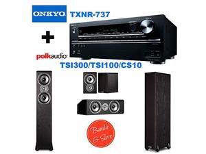 Onkyo TX-NR737 7.2-Channel Network A/V Receiver + 2 Polk Audio TSi300 Floorstanding Speaker + Polk Audio TSi100 Bookshelf Speakers (Pair, Black) + Polk Audio CS10 Center Channel Speaker (Single, Black Onkyo TX-NR737 7.2-Channel Network A/V Receiver + 2 Polk Audio TSi300 Floorstanding Speaker + Polk Audio TSi100 Bookshelf Speakers (Pair, Black) + Polk Audio CS10 Center Channel Speaker (Single, Black