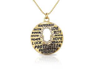 Fashion Alloy Yellow Gold-Tone Hamsa Evil Eye White CZ Pendant Necklace Fashion Alloy Yellow Gold-Tone Hamsa Evil Eye White CZ Pendant Necklace