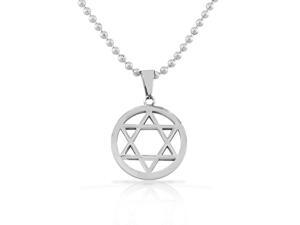Stainless Steel Silver-Tone Classic Jewish Star of David Men's Boys Pendant Necklace Stainless Steel Silver-Tone Classic Jewish Star of David Men's Boys Pendant Necklace