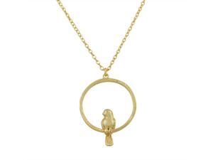 925 Sterling Silver Yellow Gold-Tone Bird Circle Womens Pendant Necklace 925 Sterling Silver Yellow Gold-Tone Bird Circle Womens Pendant Necklace