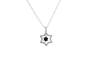 925 Sterling Silver Jewish Star of David Black White CZ Pendant Necklace 925 Sterling Silver Jewish Star of David Black White CZ Pendant Necklace