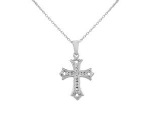 925 Sterling Silver Womens Classic Latin Cross CZ Religious Pendant Necklace 925 Sterling Silver Womens Classic Latin Cross CZ Religious Pendant Necklace