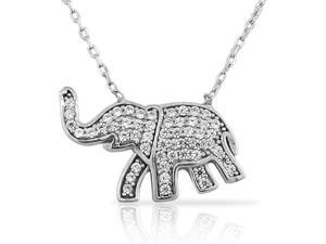 925 Sterling Silver Elephant White CZ Womens Girls Pendant Necklace 925 Sterling Silver Elephant White CZ Womens Girls Pendant Necklace