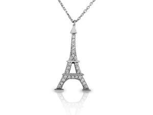 925 Sterling Silver Classic Womens French France Eiffel Tower CZ Pendant Necklace 925 Sterling Silver Classic Womens French France Eiffel Tower CZ Pendant Necklace