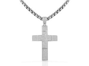 925 Sterling Silver Large Hip-Hop Micro Pave-Set CZ Latin Cross Religious Mens Pendant Necklace 925 Sterling Silver Large Hip-Hop Micro Pave-Set CZ Latin Cross Religious Mens Pendant Necklace