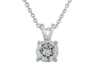 925 Sterling Silver Solitaire Clear White CZ Pendant Necklace with Chain 925 Sterling Silver Solitaire Clear White CZ Pendant Necklace with Chain