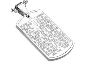 Stainless Steel Silver-Tone Lords Prayer Padre Nuestro in Spanish Pendant Necklace, 24" Stainless Steel Silver-Tone Lords Prayer Padre Nuestro in Spanish Pendant Necklace, 24"