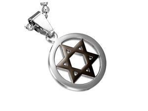 Stainless Steel Black Silver-Tone Jewish Star of David Charm Pendant Necklace with Chain, 18" Stainless Steel Black Silver-Tone Jewish Star of David Charm Pendant Necklace with Chain, 18"