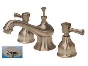 Aqualux Vienna Collection, 673-9604, Satin Nickel, Widespread Lavatory Bathroom Sink Faucet, With Pop Up Aqualux Vienna Collection, 673-9604, Satin Nickel, Widespread Lavatory Bathroom Sink Faucet, With Pop Up
