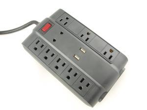 Bright Way, MP8USB-B, Black, 8 Outlet Surge Protector, 4' Foot Cord, 2 USB Ports, 1200 Joules Bright Way, MP8USB-B, Black, 8 Outlet Surge Protector, 4' Foot Cord, 2 USB Ports, 1200 Joules