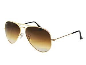 Ray Ban RB3025 Aviator Gradient Metal Sunglasses - Gold Frame/Brown Lenses Ray Ban RB3025 Aviator Gradient Metal Sunglasses - Gold Frame/Brown Lenses