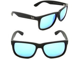 Ray Ban RB4165 Justin Sunglasses - Rubber Black Frame / Blue Mirror Lenses 622/55 54-16 Ray Ban RB4165 Justin Sunglasses - Rubber Black Frame / Blue Mirror Lenses 622/55 54-16