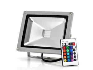Remote Control Outdoor LED Flood Light (Waterproof, 20W, 1800 Lumens, 16 Color Changing, Multiple Modes) Remote Control Outdoor LED Flood Light (Waterproof, 20W, 1800 Lumens, 16 Color Changing, Multiple Modes)