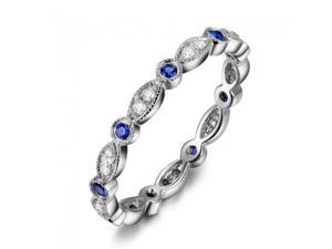 Antique Art Deco Sapphire Diamond 14K White Gold Full Eternity Band Wedding Ring Antique Art Deco Sapphire Diamond 14K White Gold Full Eternity Band Wedding Ring