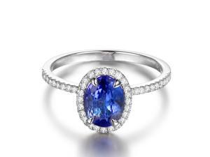 Halo 1.15ctw VS Blue Tanzanite 14K White Gold Pave H/SI Diamonds Engagement Ring Halo 1.15ctw VS Blue Tanzanite 14K White Gold Pave H/SI Diamonds Engagement Ring