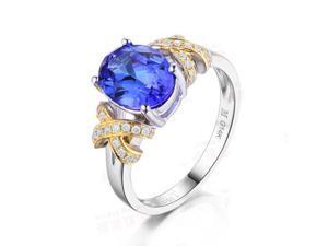Solid 14K Multi-tone Gold AAA Natural Tanzanite Cross VS H Diamonds Wedding Ring Solid 14K Multi-tone Gold AAA Natural Tanzanite Cross VS H Diamonds Wedding Ring