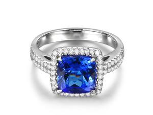 AAAA 3.32ct Natural Tanzanite VVS Diamond 18K White Gold Engagement Wedding Ring AAAA 3.32ct Natural Tanzanite VVS Diamond 18K White Gold Engagement Wedding Ring
