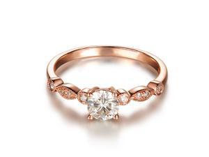 Hot Art Deco VS 5mm Moissanite and Accent Diamonds 14K Rose Gold Engagement Ring Hot Art Deco VS 5mm Moissanite and Accent Diamonds 14K Rose Gold Engagement Ring