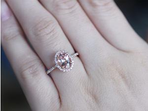 Oval Morganite in N-S direction Diamonds 14K Rose Gold Engagement Wedding Ring Oval Morganite in N-S direction Diamonds 14K Rose Gold Engagement Wedding Ring