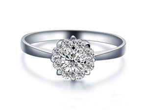 3CT DIAMETER Flower Solid 14K White Gold DIAMOND Solitaire Halo Engagement Ring 3CT DIAMETER Flower Solid 14K White Gold DIAMOND Solitaire Halo Engagement Ring