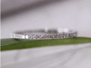 14K Yellow Gold Pave Diamonds Engagement Wedding Eternity Band Ring Thin Design! 14K Yellow Gold Pave Diamonds Engagement Wedding Eternity Band Ring Thin Design!