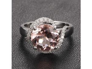 Pave Diamond Halo Ring 14K White Gold 8mm Round Morganite Engagement Ring Wedding Ring Pave Diamond Halo Ring 14K White Gold 8mm Round Morganite Engagement Ring Wedding Ring