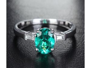 6x8mm Emerald VS Baguette Diamonds Solid 14kt White Gold Engagement Wedding Ring 6x8mm Emerald VS Baguette Diamonds Solid 14kt White Gold Engagement Wedding Ring