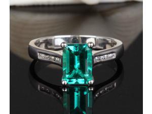 1.97ct AAA Emerald /Channel Diamond Solid 14K White Gold Engagement Wedding Ring 1.97ct AAA Emerald /Channel Diamond Solid 14K White Gold Engagement Wedding Ring