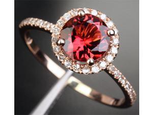7mm Pink Tourmaline H/SI Diamonds Solid 14k Rose Gold Engagement Wedding Ring 7mm Pink Tourmaline H/SI Diamonds Solid 14k Rose Gold Engagement Wedding Ring