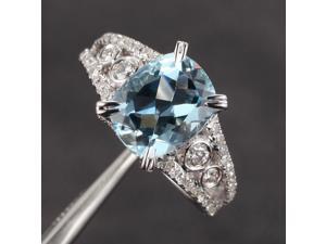 8x10mm VS Aquamarine .71ct Diamond Claw Prongs Antique Engagement Wedding Ring 8x10mm VS Aquamarine .71ct Diamond Claw Prongs Antique Engagement Wedding Ring