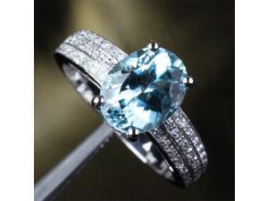 8x10mm Aquamarine .37ctw Diamonds 14k White Gold Engagement Wedding Promise Ring 8x10mm Aquamarine .37ctw Diamonds 14k White Gold Engagement Wedding Promise Ring