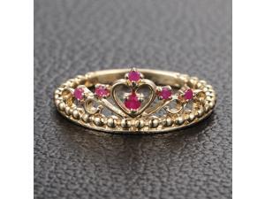 Unique Crown Natural Ruby Solid 14K Yellow Gold Engagement Wedding Band Ring Unique Crown Natural Ruby Solid 14K Yellow Gold Engagement Wedding Band Ring