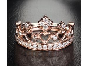Heart Crown .57ct Diamond 14k Rose Gold Engagement Wedding Band Anniversary Ring Heart Crown .57ct Diamond 14k Rose Gold Engagement Wedding Band Anniversary Ring