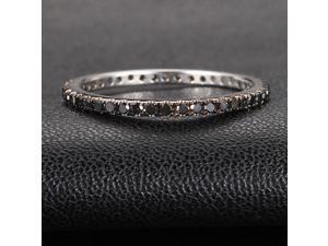 BLACK Micro Pave .60ct Diamonds 14K White Gold Wedding Band Full Eternity Ring BLACK Micro Pave .60ct Diamonds 14K White Gold Wedding Band Full Eternity Ring