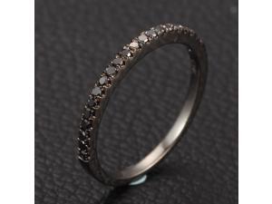Micro Pave .25ctw Black Diamonds 14K White Gold Wedding Band Half Eternity Ring Micro Pave .25ctw Black Diamonds 14K White Gold Wedding Band Half Eternity Ring