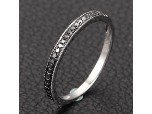 MILGRAIN Pave Black Diamond Solid 14K White Gold HALF Eternity Band Wedding Ring MILGRAIN Pave Black Diamond Solid 14K White Gold HALF Eternity Band Wedding Ring