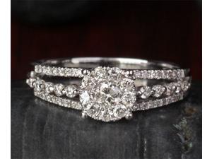0.68ct DIAMOND Solitaire/Side Solid 14K WHITE GOLD ENGAGEMENT WEDDING RING 0.68ct DIAMOND Solitaire/Side Solid 14K WHITE GOLD ENGAGEMENT WEDDING RING